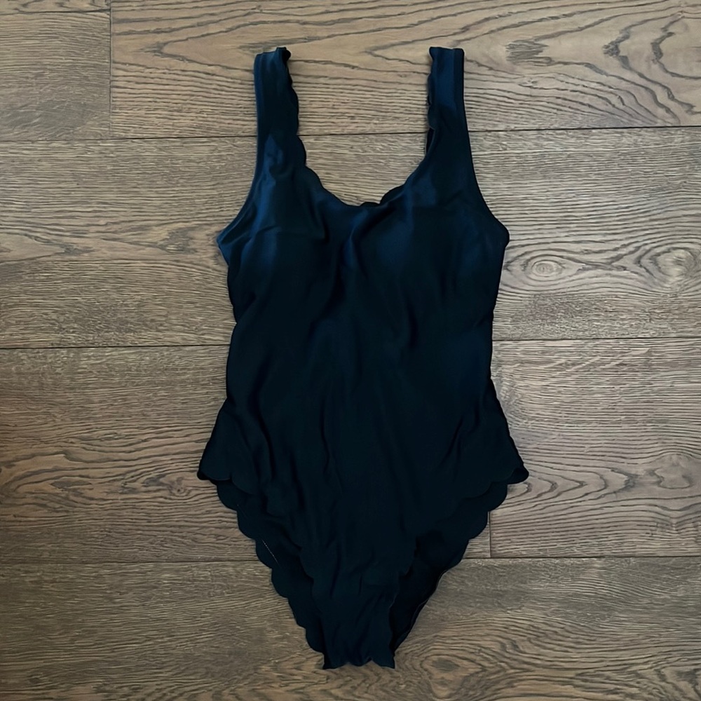 Black Scalloped One Piece Swimsuit